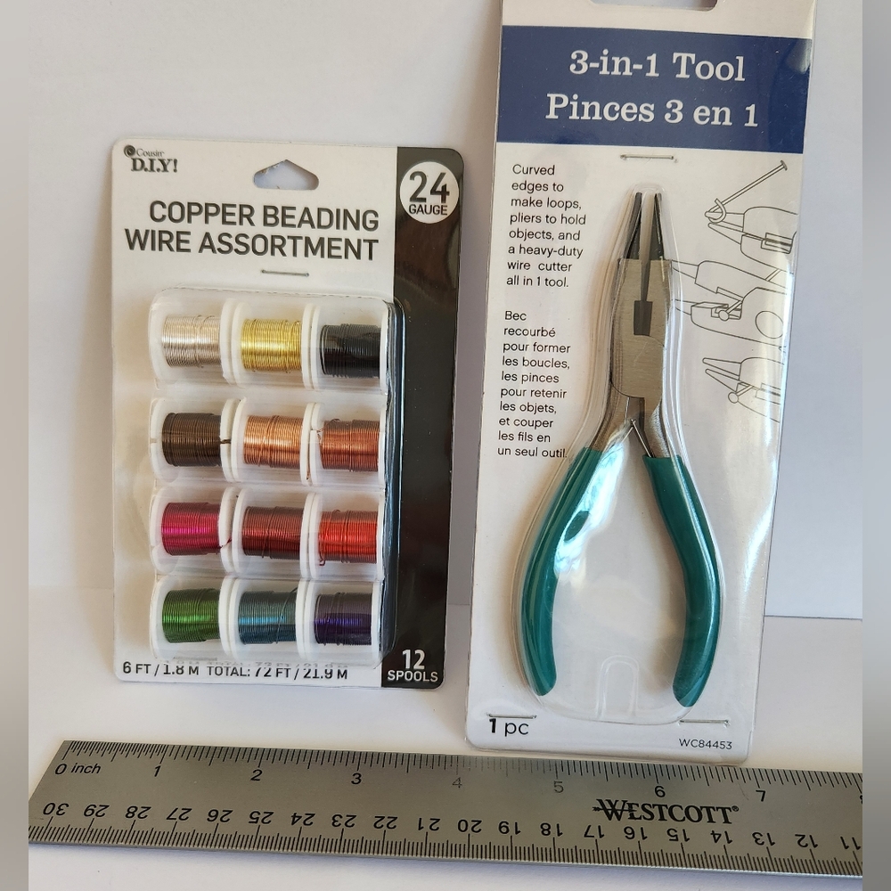 Set of pieces & copper beading wire assortment